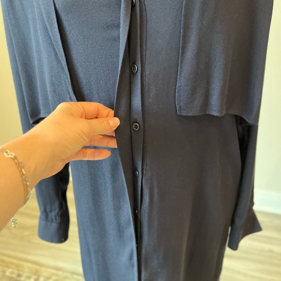 Brochu Walker Chic Navy Button Up Viscose Shirt Dress Knee Length, Size S - Picture 2 of 6